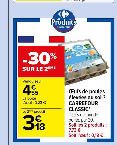 œufs de poules élevées au sol carrefour classic'