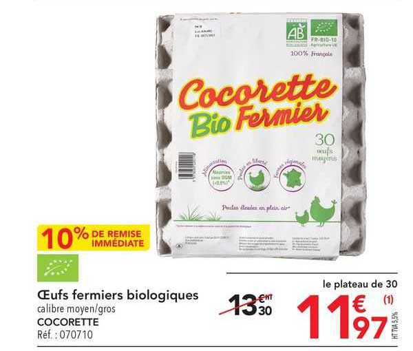 œufs Fermiers Biologiques Cocorette