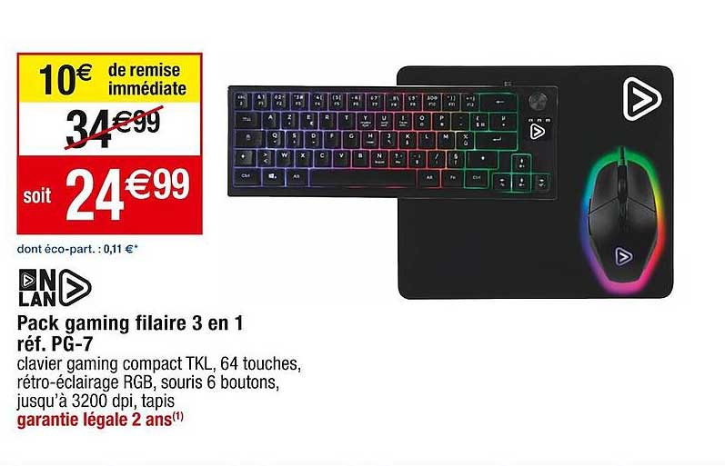 Pack Gaming Filaire 3 En 1 Nlan