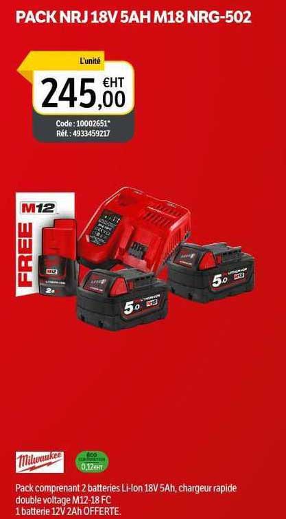 pack nrj 18v 5Ah m18 nrg-502 milwaukee
