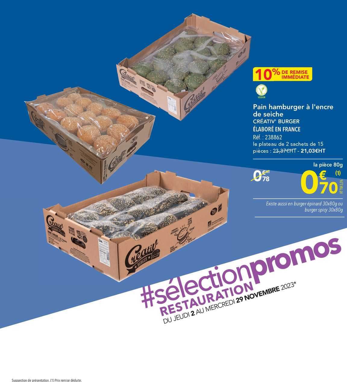 pain hamburger à l'encre de seiche creativ' burger