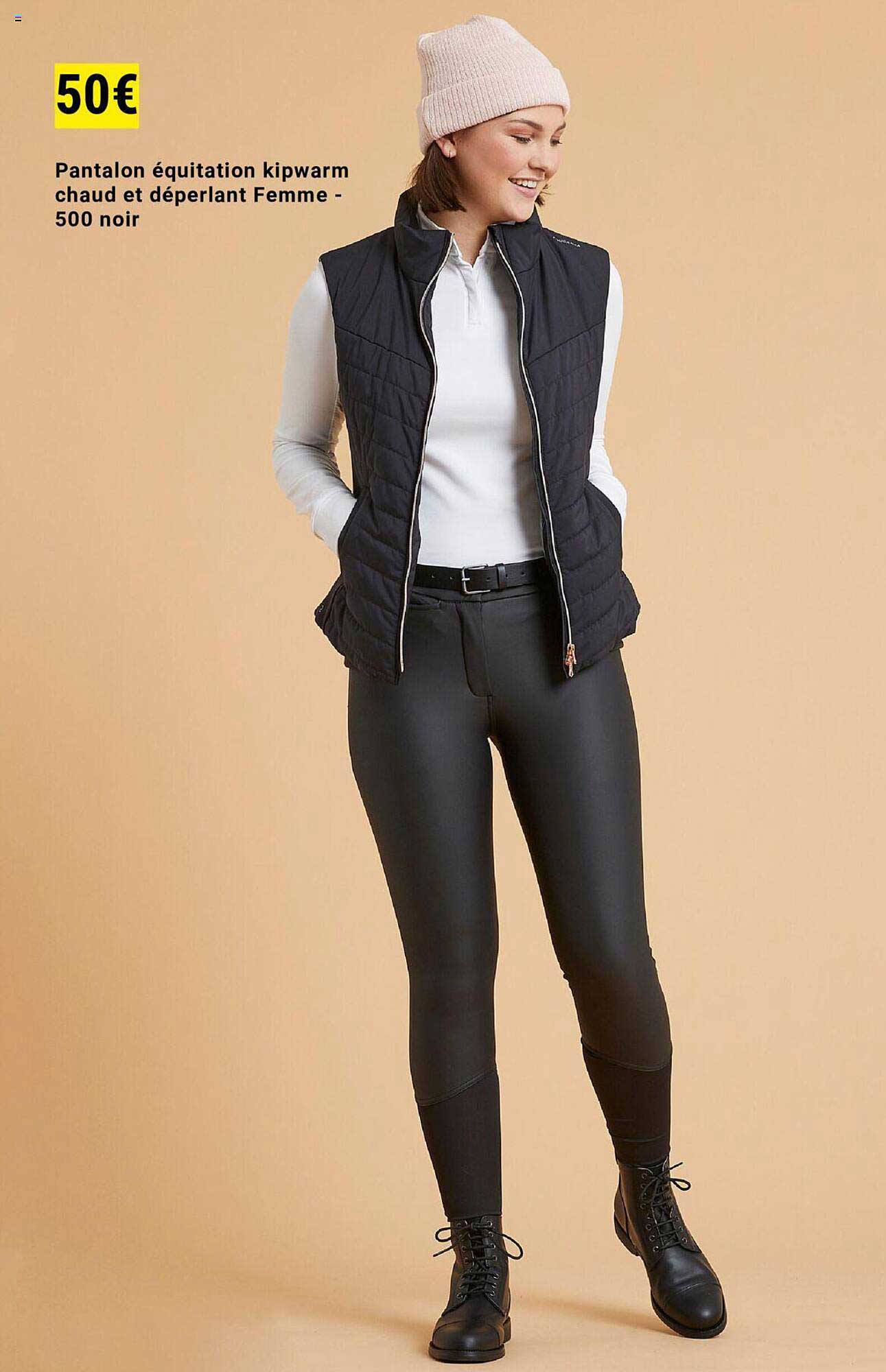 Pantalon équitation Kipwarm Chaud Et Déperlant Femme - 500 Noir