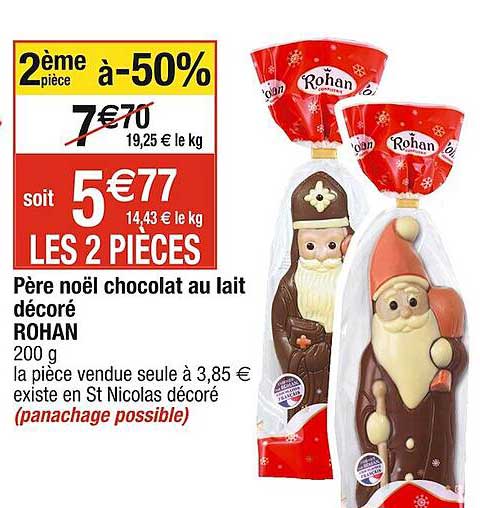 père noël chocolat au lait décoré rohan