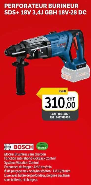 perforateur burineur sds+ 18v 3,4j gbh 18v-28 dc bosch