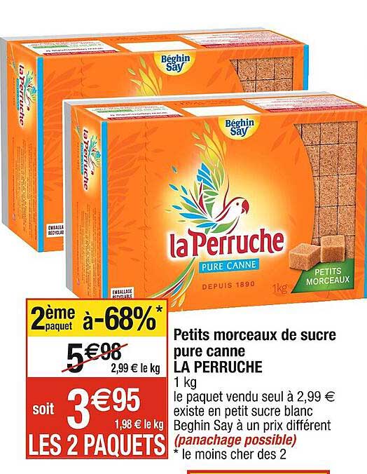 petits morceaux de sucre pure canne la perruche