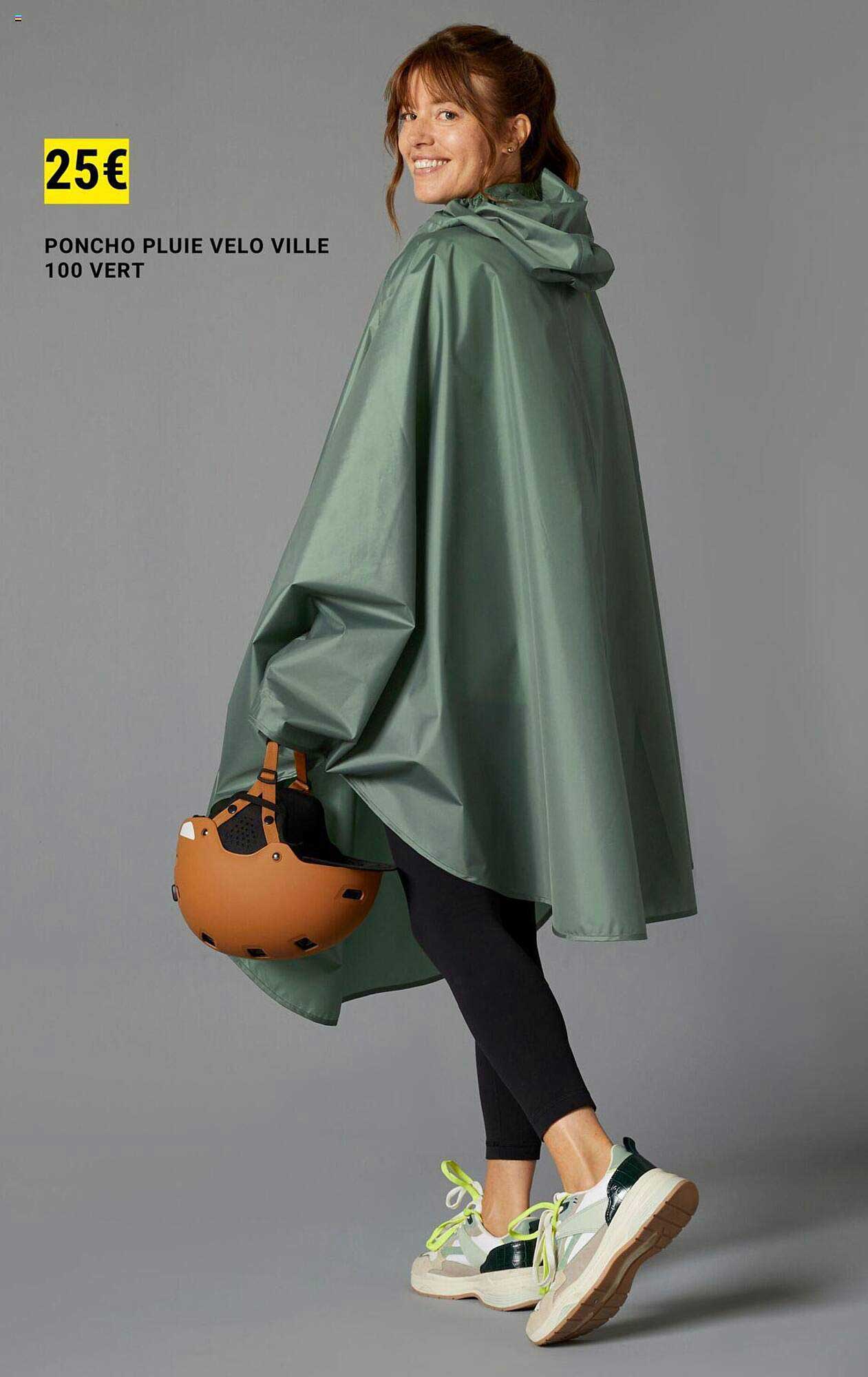 poncho pluie vélo ville 100 vert