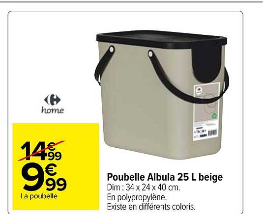 Poubelle Albula 25l Beige