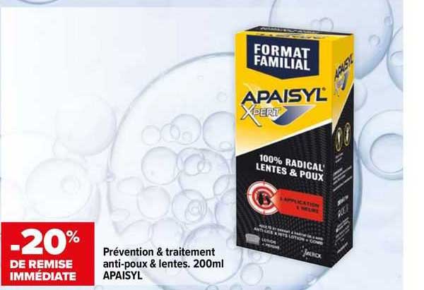 prévention & traitement anti-poux & lentes. 200 ml apaisyl