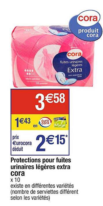 protections pour fuites urinaires légères extra cora
