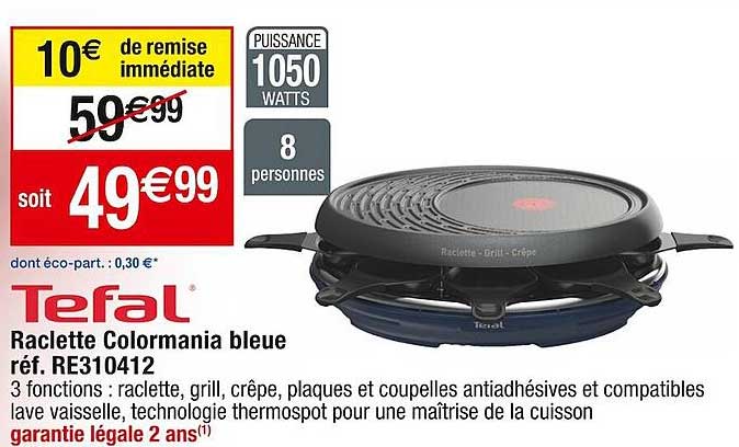 Raclette Colormania Bleue Tefal