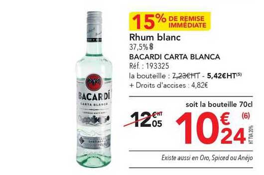 rhum blanc bacardi carta blanca