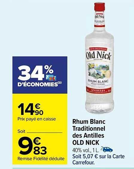 rhum blanc traditionnel des antilles old nick