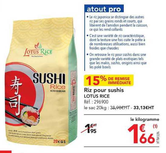 riz pour sushis lotus rice