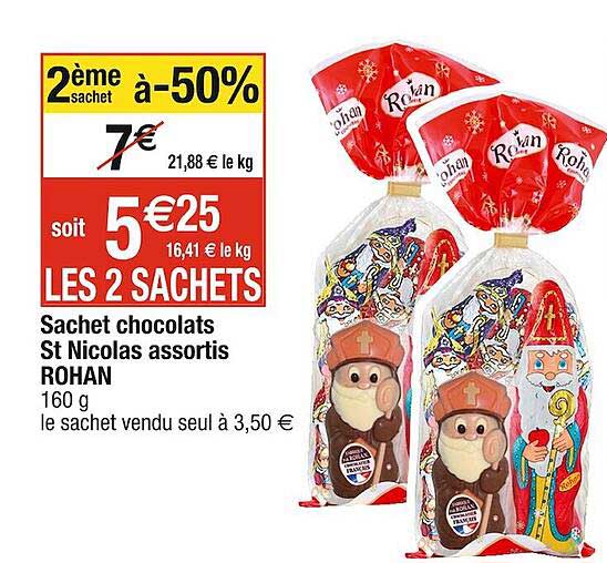 sachet chocolats st nicolas assortis rohan