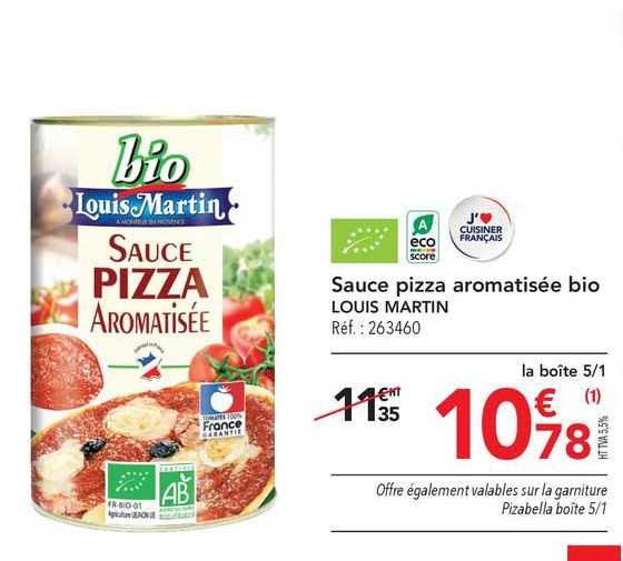 sauce pizza aromatisée bio louis martin
