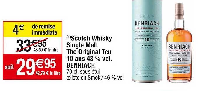 scotch whisky single malt the original ten 10 ans 43% vol. benriach
