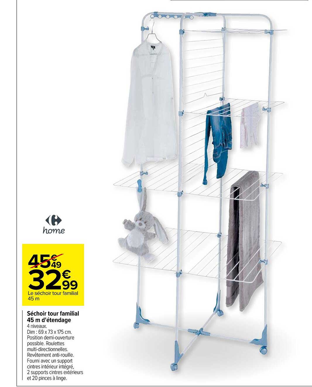 séchoir tour familial 45 m d'étendage