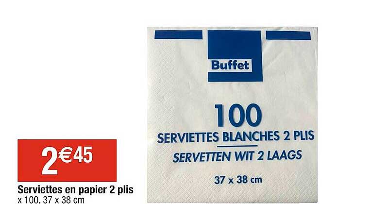 serviettes en papier 2 plis