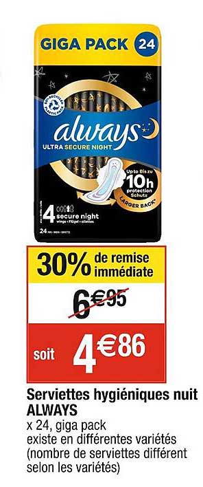 serviettes hygiéniques nuit always