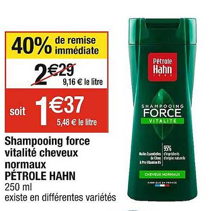 shampooing force vitalité cheveux normaux pétrole hahn
