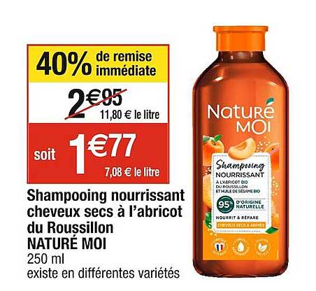 shampooing nourrissant cheveux secs à l'abricot du roussillon naturé moi
