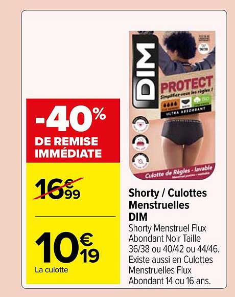 shorty/culottes menstruelles dim