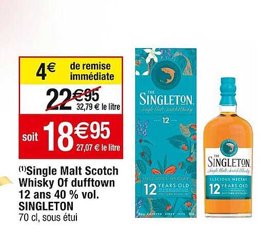 single malt scotch whisky of dufftown 12 ans 40% vol. singleton
