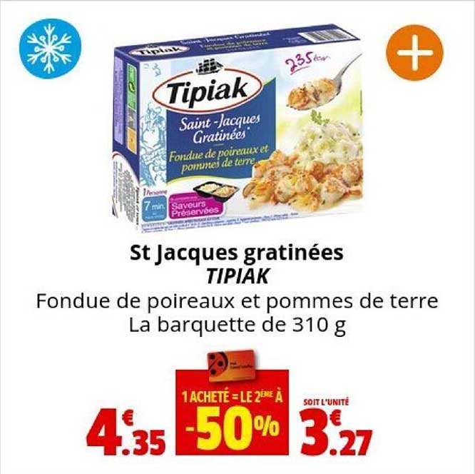 st jacques gratinées tipiak fondue de poireaux et pommes de terre