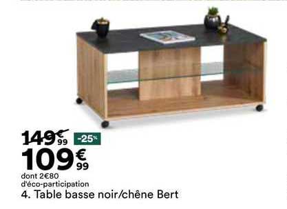 table basse noir/chêne bert