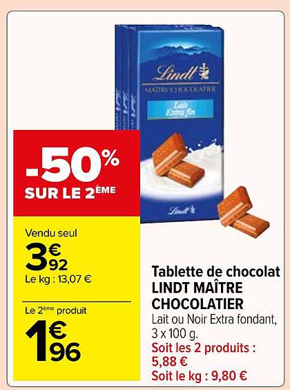 tablette de chocolat lindt maître chocolatier