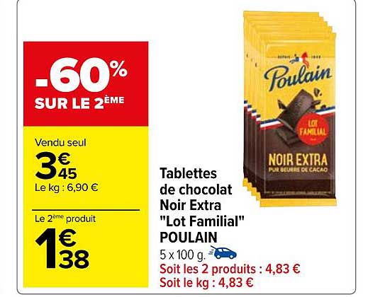 Tablettes De Chocolat Noir Extra "lot Familial" Poulain