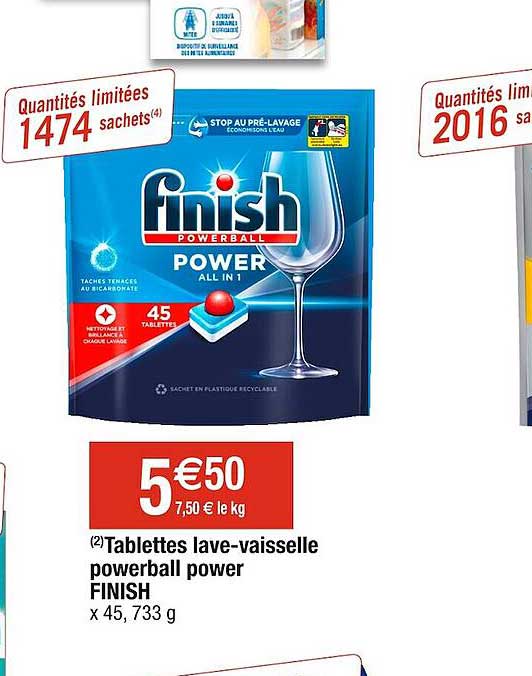 tablettes lave-vaisselle powerball power finish