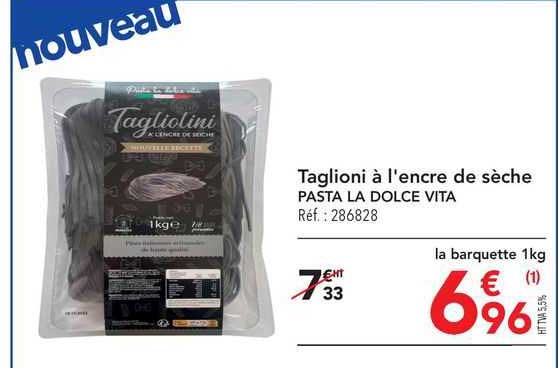 taglioni à l'encre de sèche pasta la dolce vita