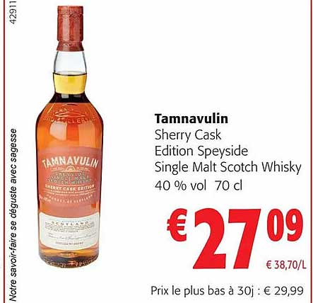 tamnavulin sherry cask edition speyside single malt scotch whisky 40% 70 cl