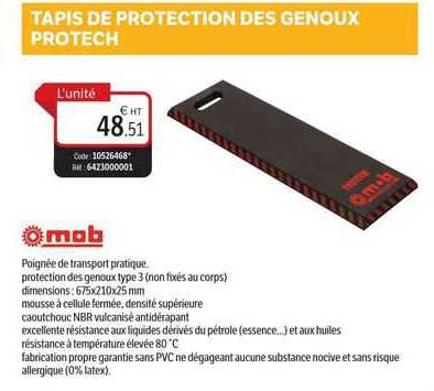 tapis de protection des genoux protech mob
