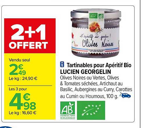 tartinables pour apéritif bio lucien georgelin