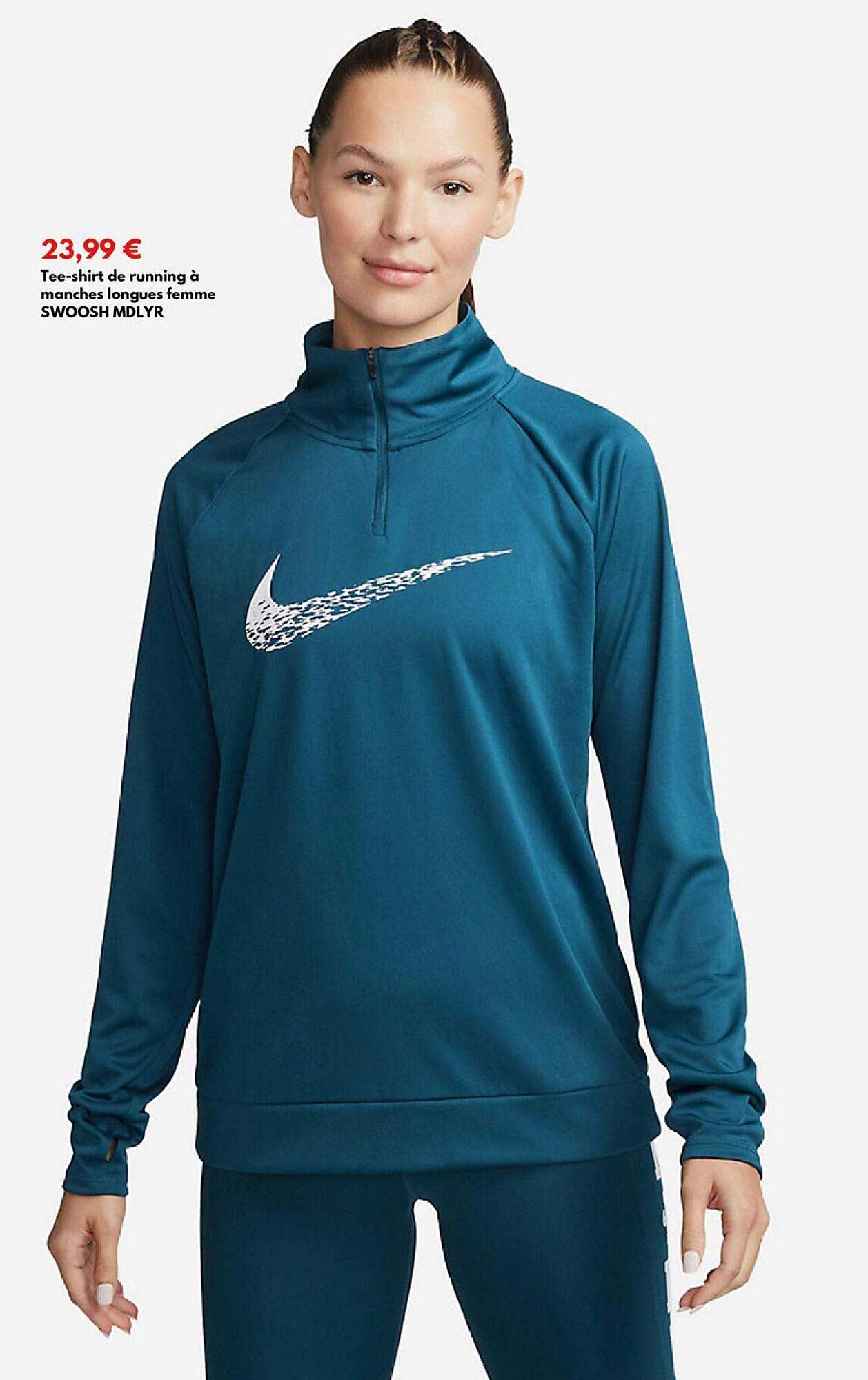 tee-shirt running à manches longues femme swoosh mdlyr