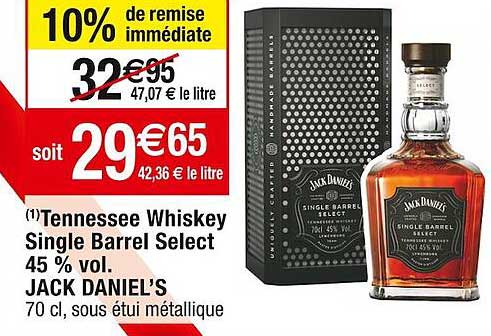 tennesse whiskey single barrel select 45% vol. jack daniel's