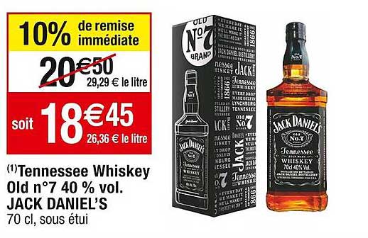 tennessee whiskey old n°7 40% vol. jack daniel's