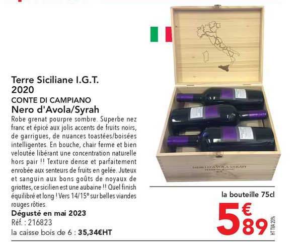 terre siciliane i.g.t. 2020 conte di campiano nero d'avola- syrah