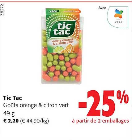tic tac goûts orange & citron vert