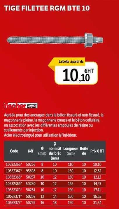 tige filetee rgm bte 10 fischer