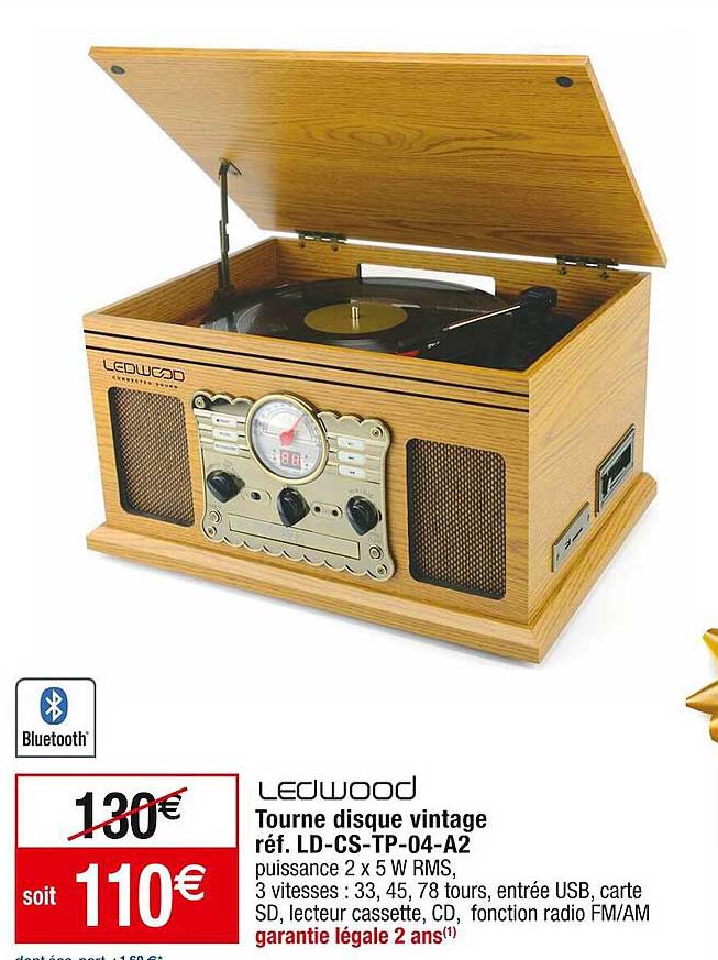 tourne disque vintage ledwood