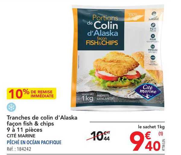 tranches de colin d'alaska façon fish & chips 9 à 11 pièces