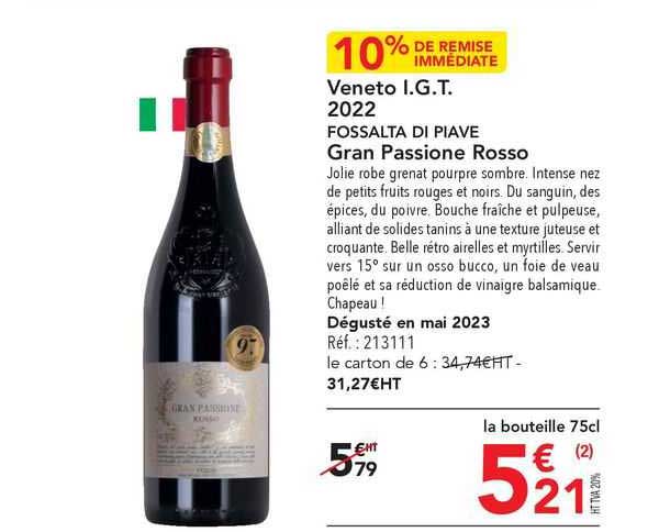 veneto i.g.t. 2022 fossalta di piave gran passione rosso