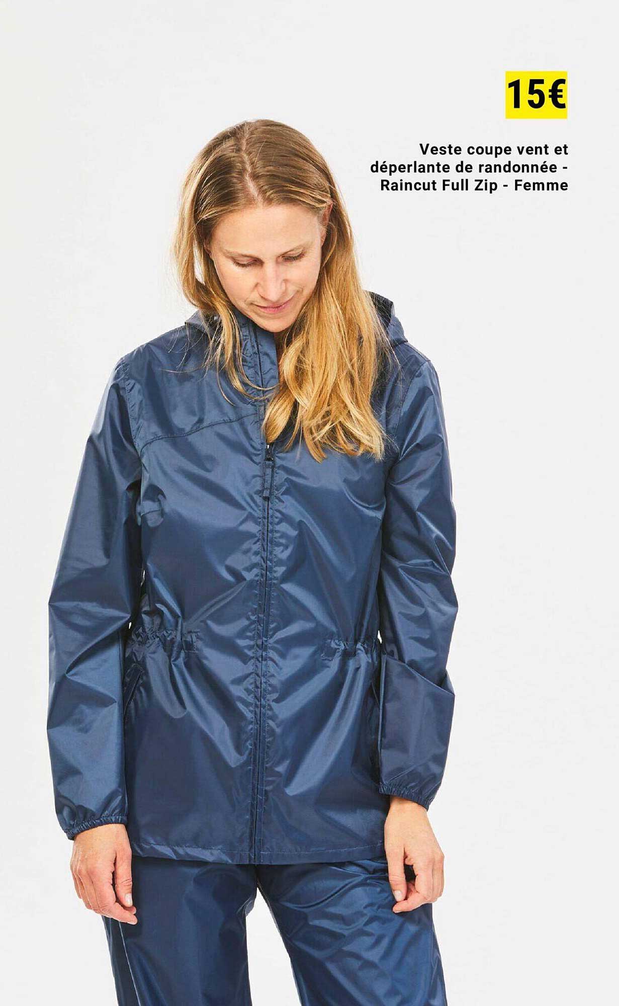 veste coupe vent et déperlante de randonnée - raincut full zip - femme