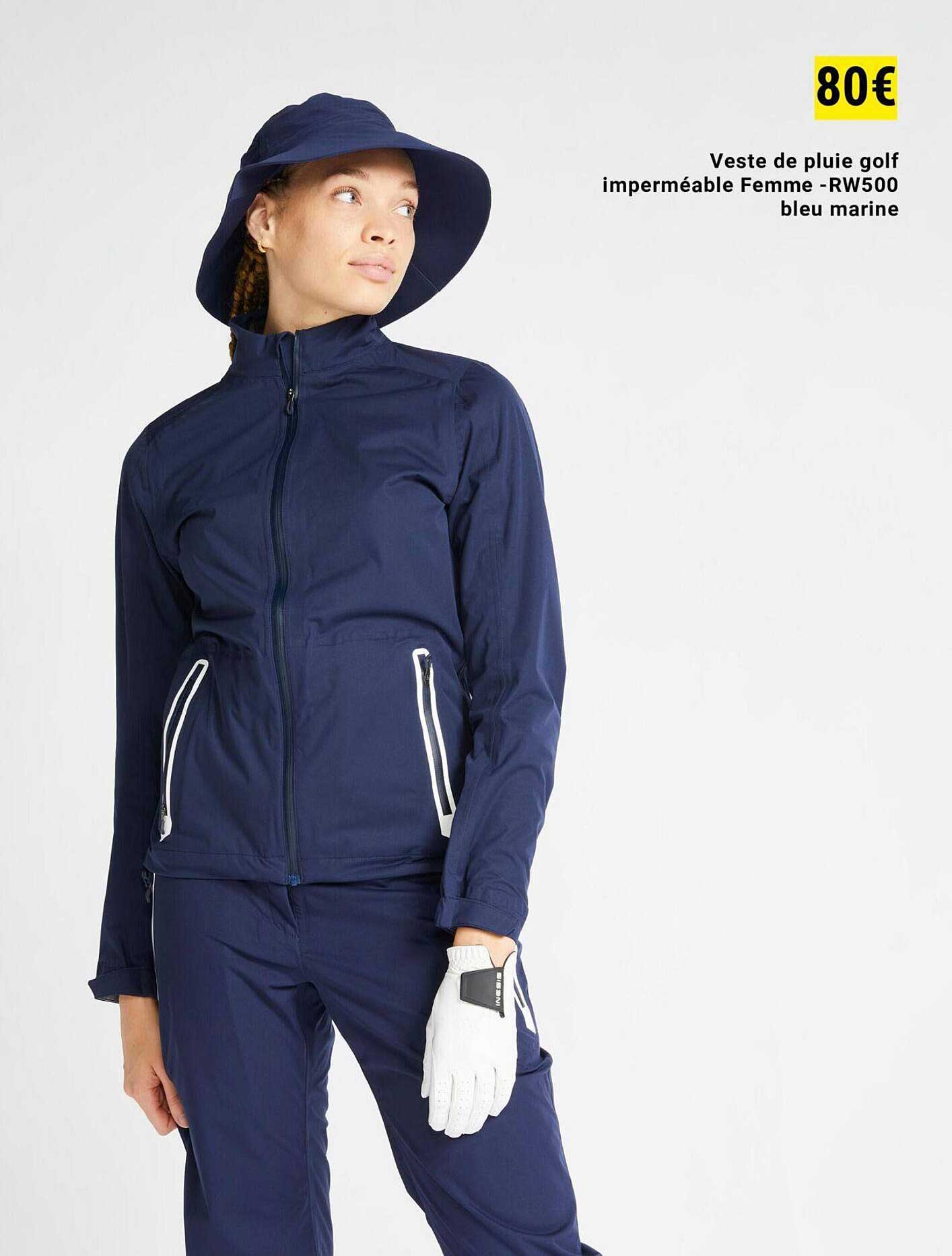 veste de pluie golf imperméable femme - rw500 bleu marine