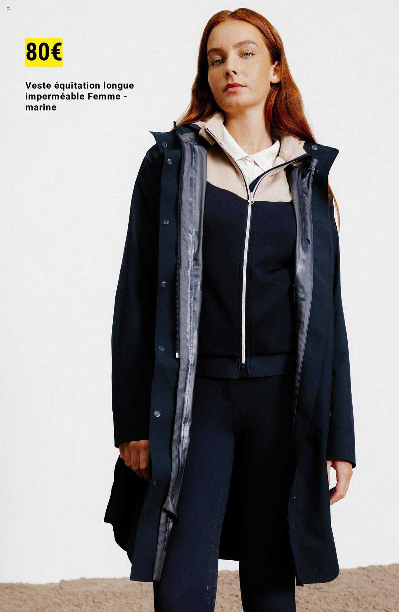 veste équitation longue imperméable femme - marine