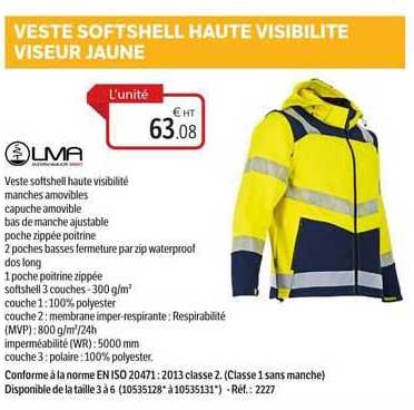 veste softshell haute visibilité viseur jaune lma