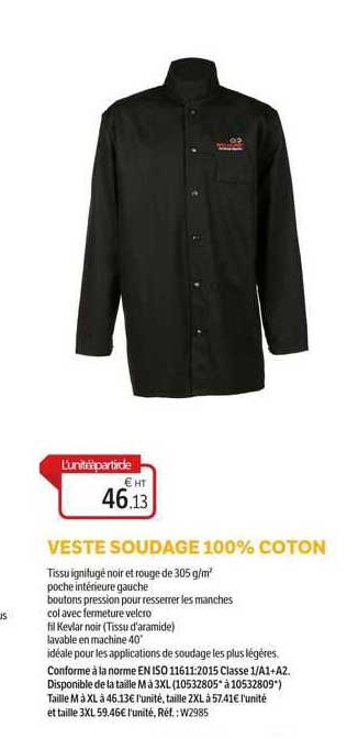 veste soudage 100% coton